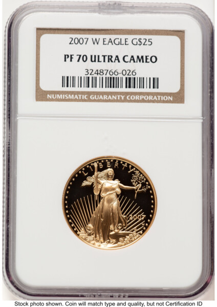 2007-W Proof Gold Eagle 1/2 oz Brown Label 70 NGC