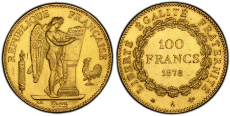 .Paris. Edge: DIEU PROTEGE LA FRANCE. Standing Genius writing the Constitution, rooster on right, fasces on left / Denomination above date within circular wreath. KM 832; Fr.-552; Gadoury 1137 64 PCGS