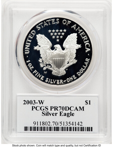 2003-W Proof Silver Eagle 1 oz TD Rogers 70 PCGS