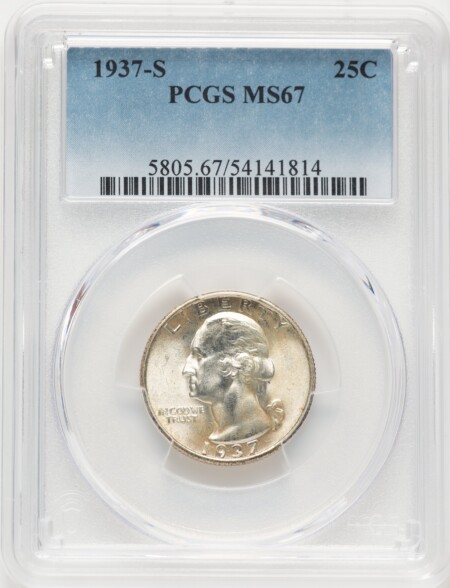 1937-S 25C 67 PCGS