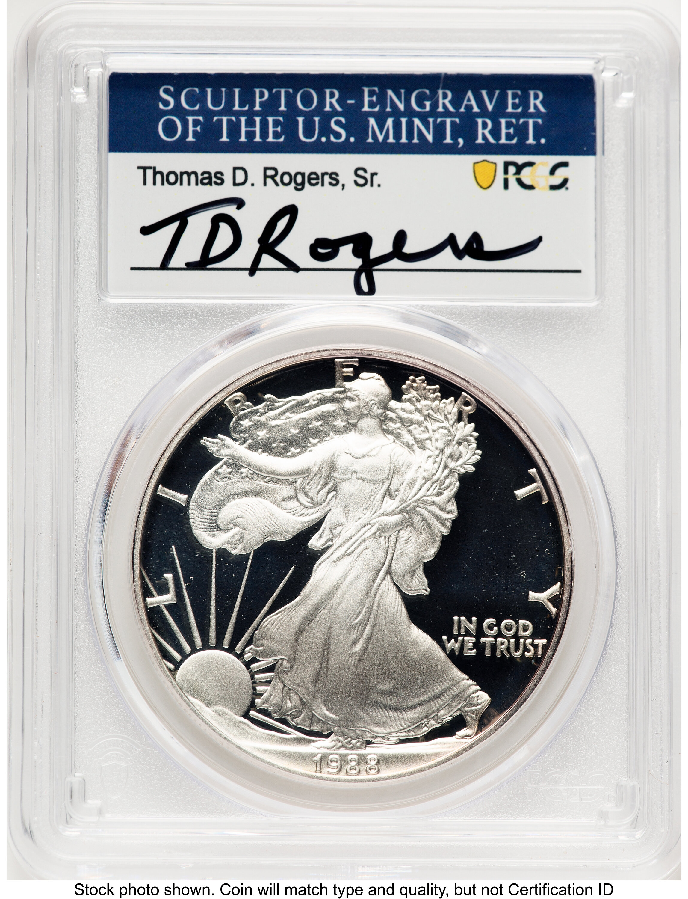 1988-S Proof Silver Eagle 1 oz TD Rogers 70 PCGS