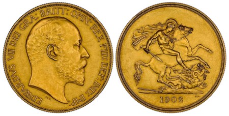 Head left / St. George slaying the dragon. PS15 (KM-795-797.1, KM798-870); SCBC-PS9 (Coronation). Krause reports a mintage of 8.066 13 pieces sets. Grades as follows: NGC PF62 Matte (5 Sovereign); NGC PF62 Matte (2 Sovereign); NGC PF62 Matte (1 Sovereign) 65 NGC