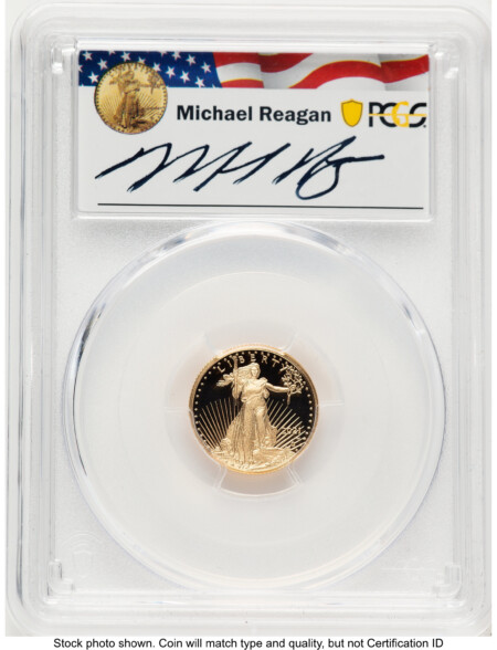 2021-W Type 2 Proof Gold Eagle 1/10 oz FDI Reagan Legacy Series Michael Reagan 70 PCGS