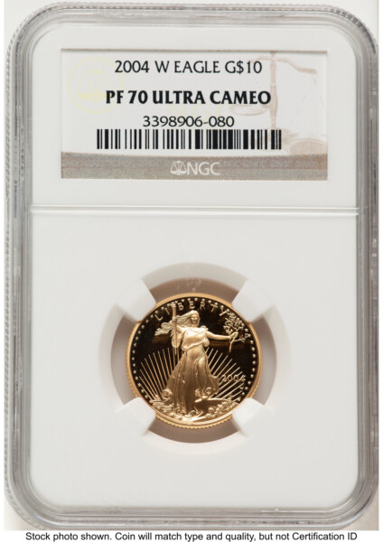 2004-W Proof Gold Eagle 1/4 oz Brown Label 70 NGC