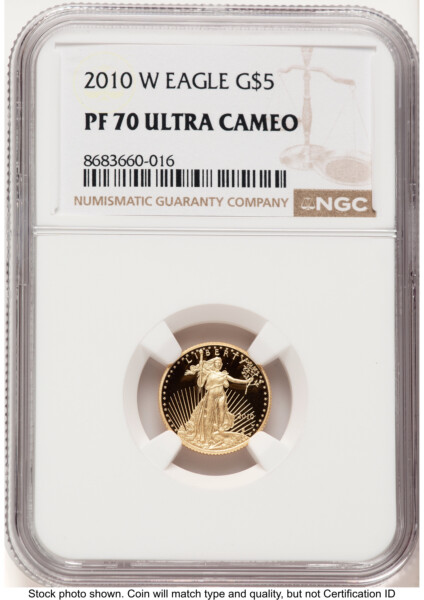 2010-W Proof Gold Eagle 1/10 oz Brown Label 70 NGC