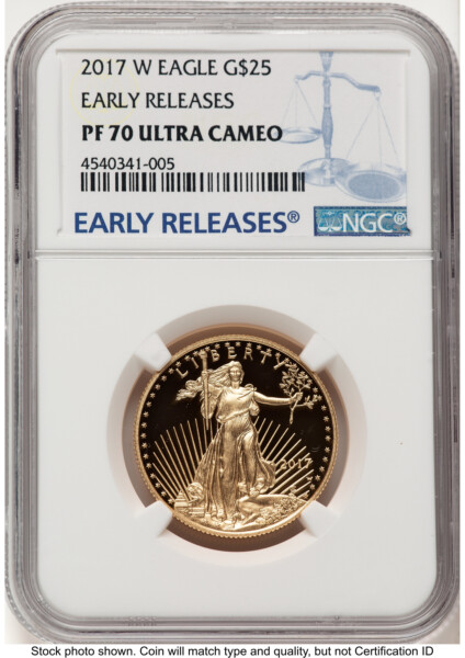 2017-W Proof Gold Eagle 1/2 oz ER Blue 70 NGC