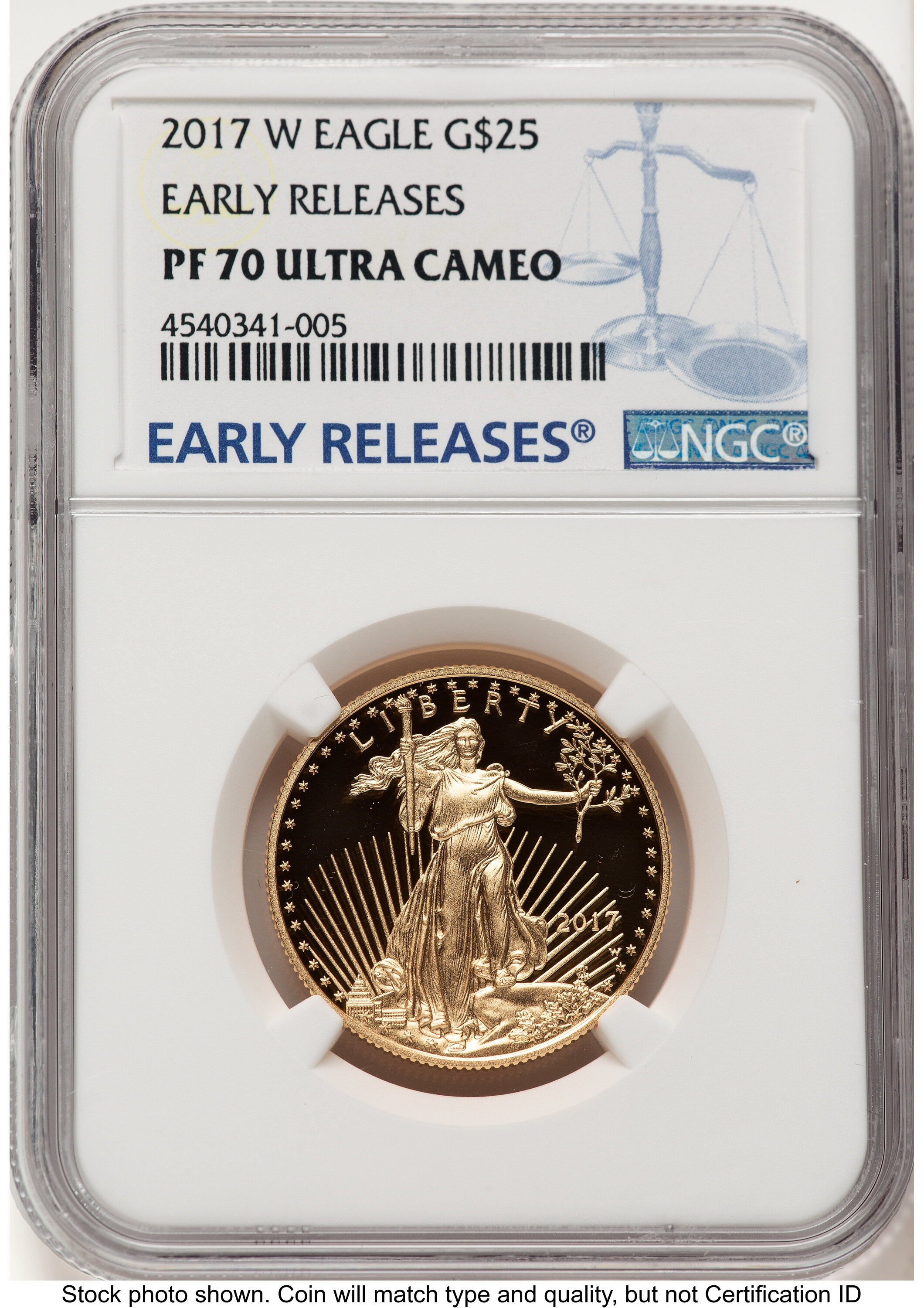 2017-W Proof Gold Eagle 1/2 oz ER Blue 70 NGC