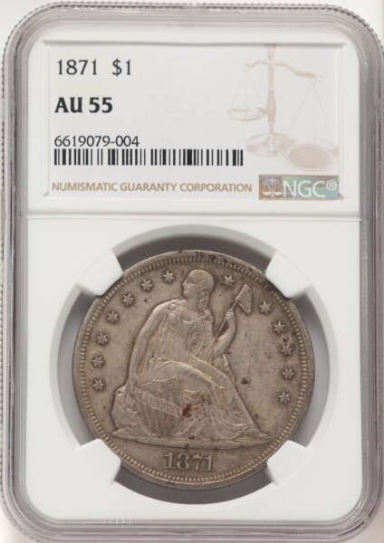 1871 S$1 MS 55 NGC