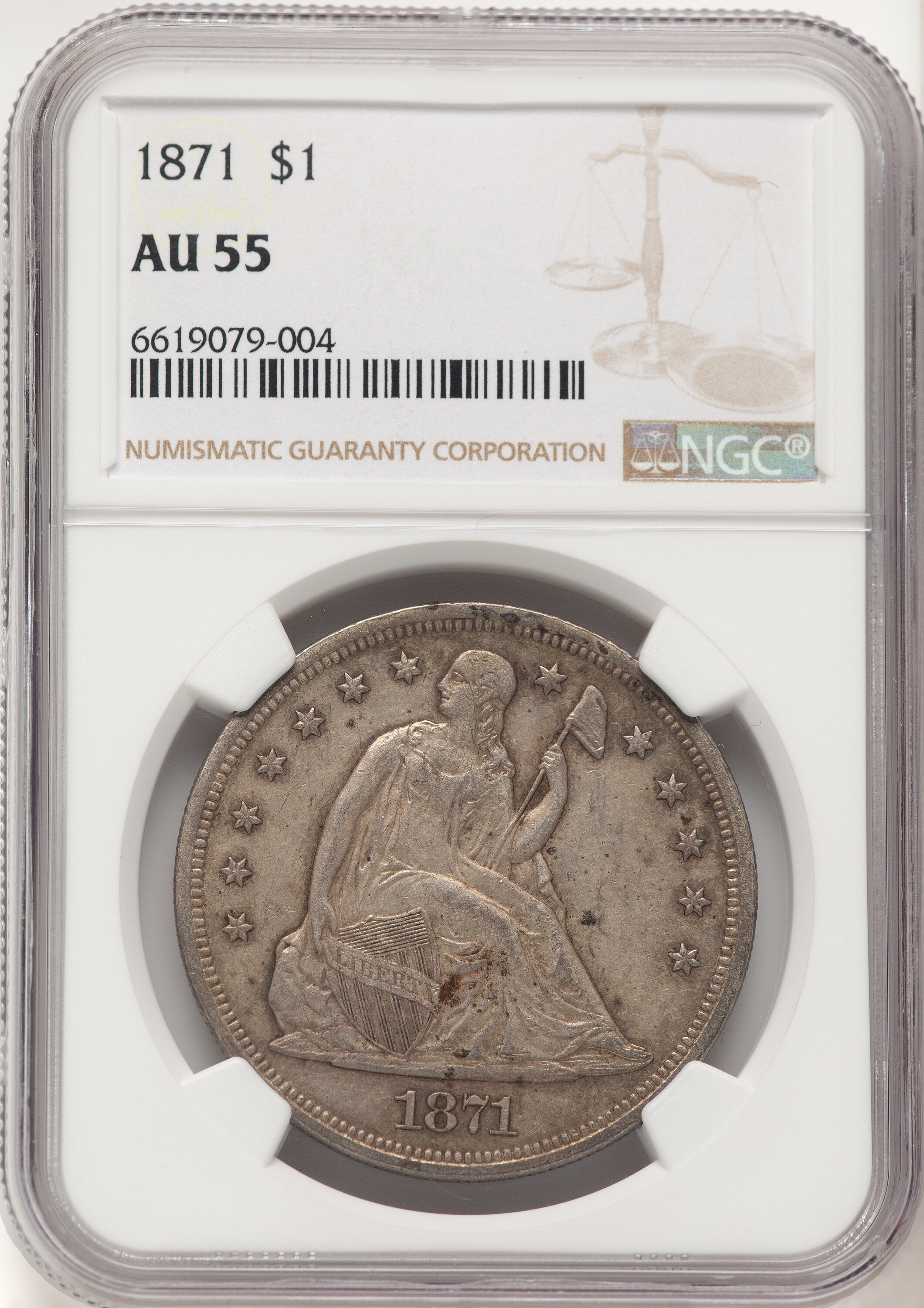 1871 S$1 MS 55 NGC