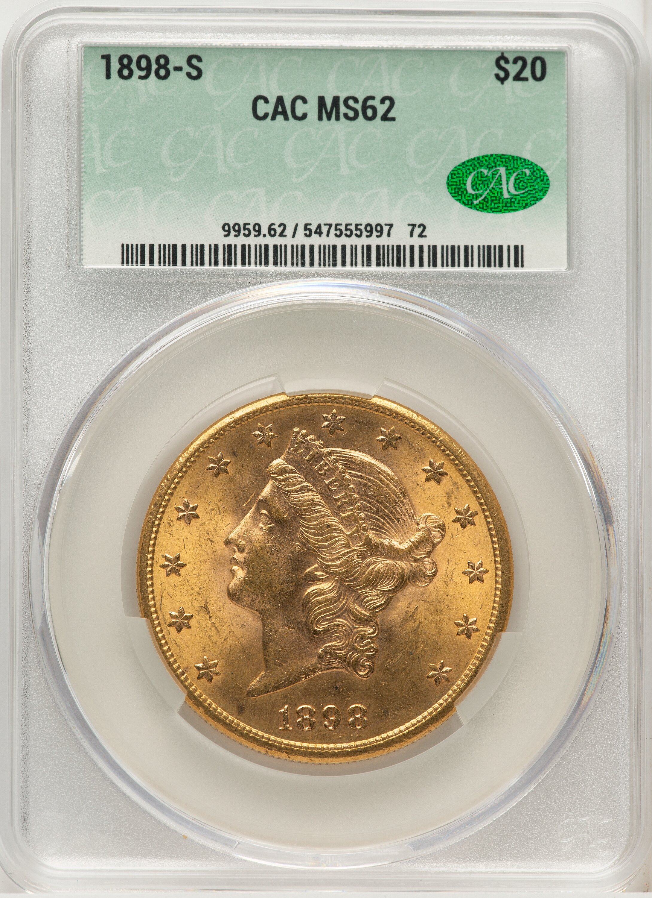 1898-S $20 62 CACG