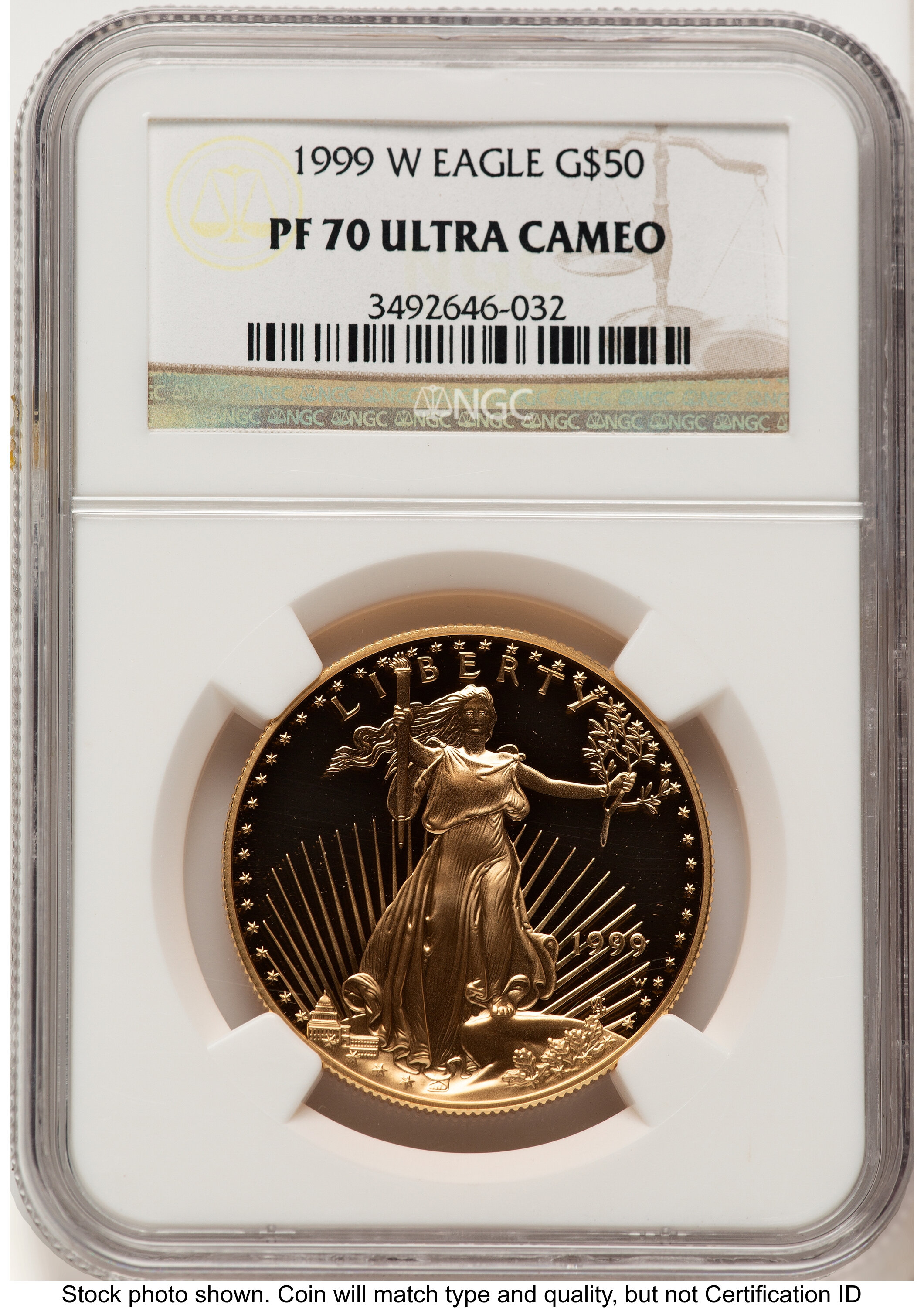 1999-W Proof Gold Eagle 1 oz Brown Label 70 NGC