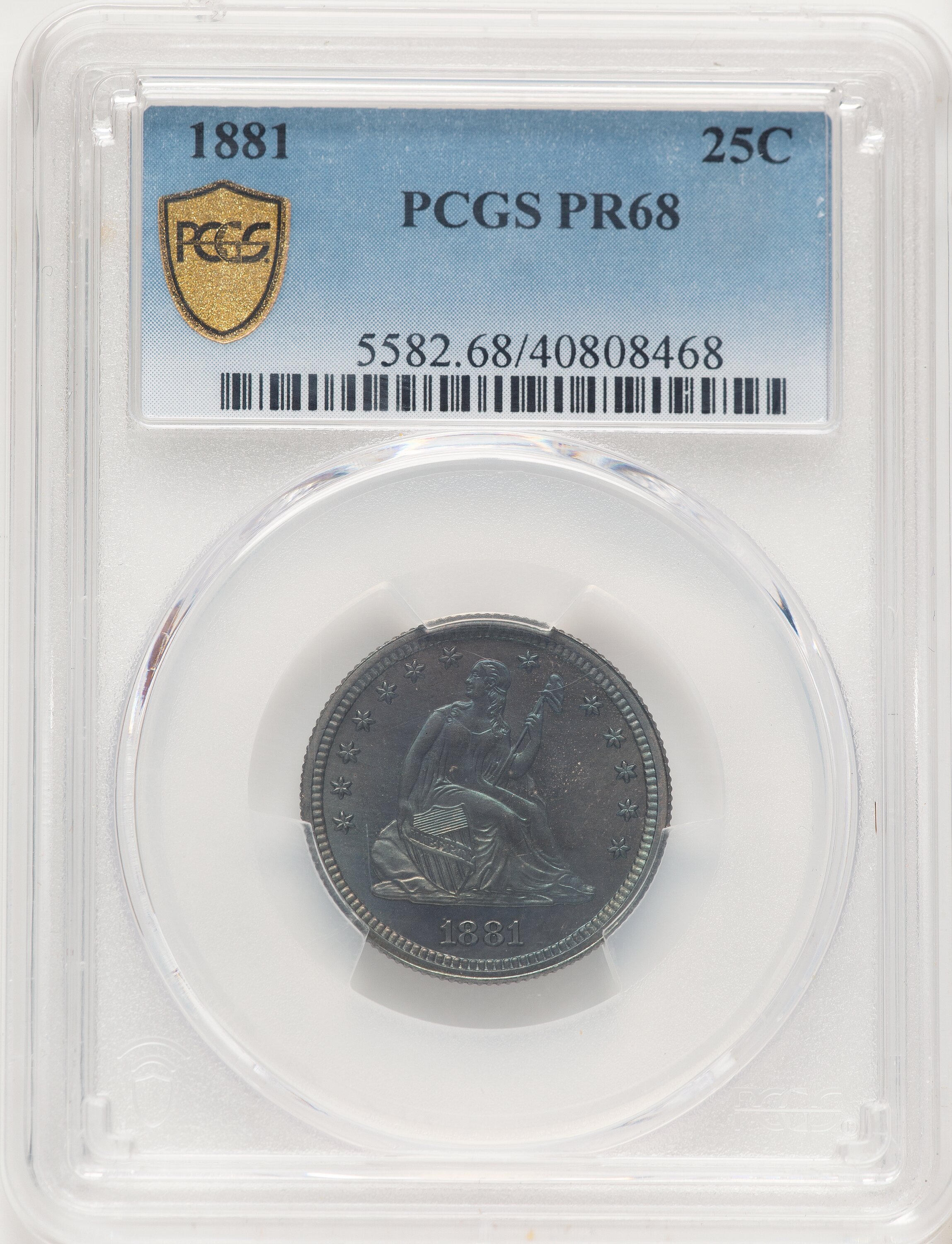 1881 25C PCGS Secure 68 PCGS