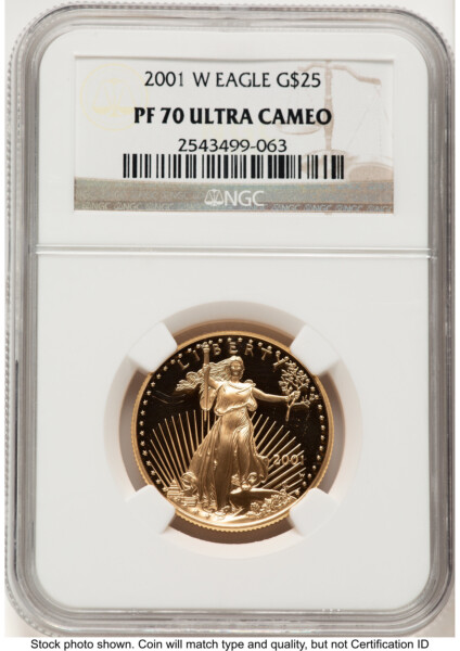 2001-W Proof Gold Eagle 1/2 oz Brown Label 70 NGC