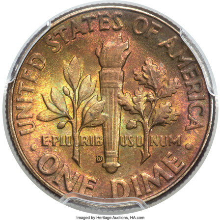 1947-D 10C, FB PCGS Secure 68 PCGS