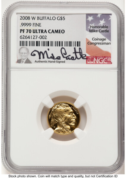 2008-W Proof Gold Buffalo 1/10 oz Mike Castle 70 NGC