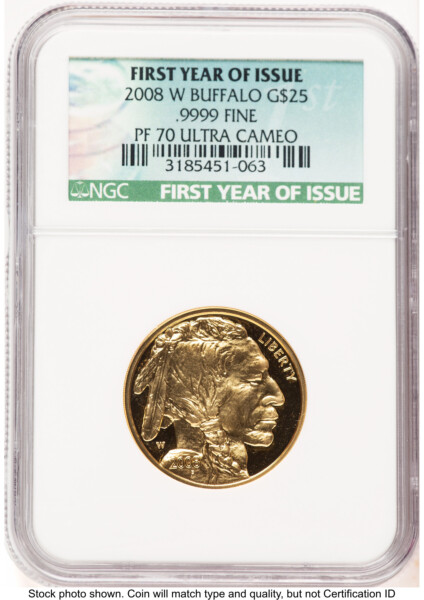 2008-W Proof Gold Buffalo 1/2 oz First Year of Issue 70 NGC