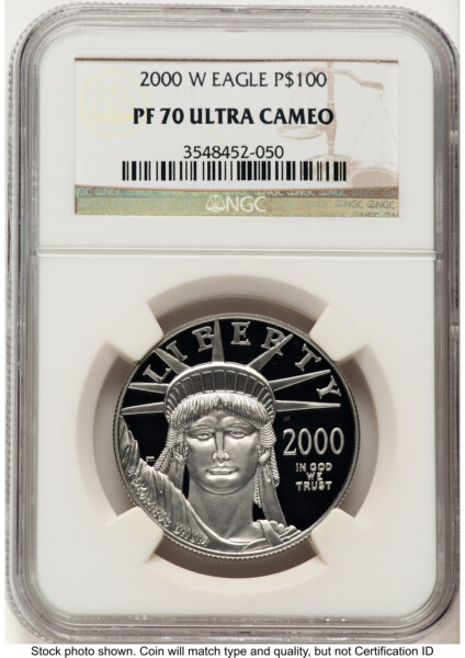 2000-W Proof Platinum Eagle 1 oz Brown Label 70 NGC