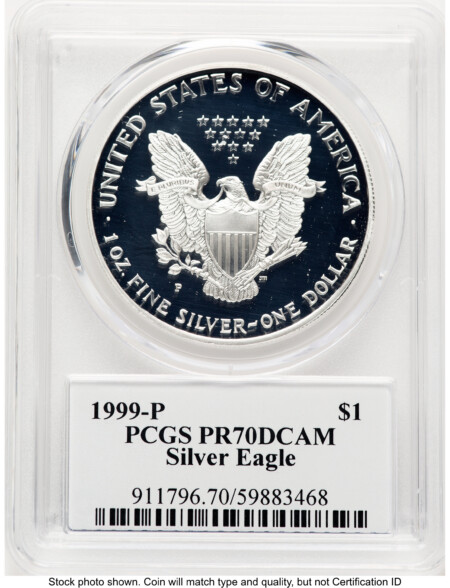 1999-P Proof Silver Eagle 1 oz TD Rogers 70 PCGS
