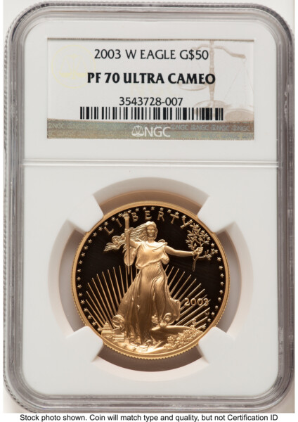 2003-W Proof Gold Eagle 1 oz Brown Label 70 NGC