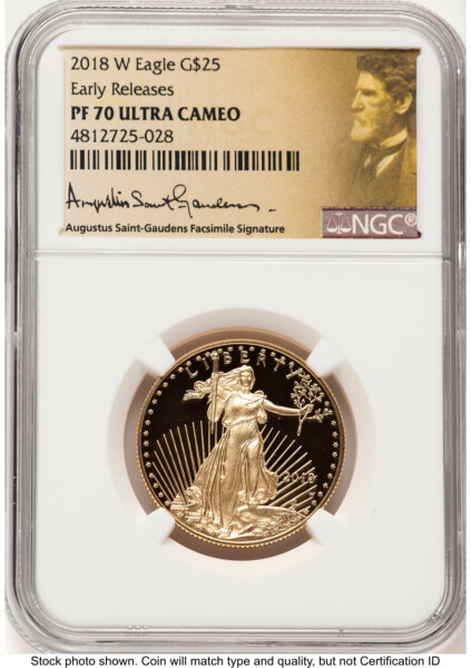 2018-W Proof Gold Eagle 1/2 oz ER Saint Gaudens Label 70 NGC
