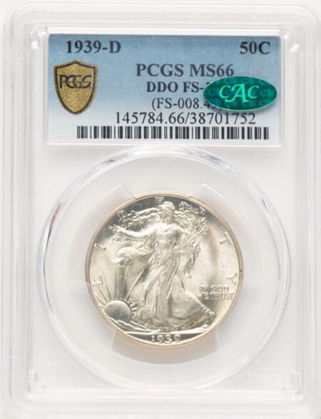 1939-D 50C FS-101, MS CAC PCGS Secure 66 PCGS