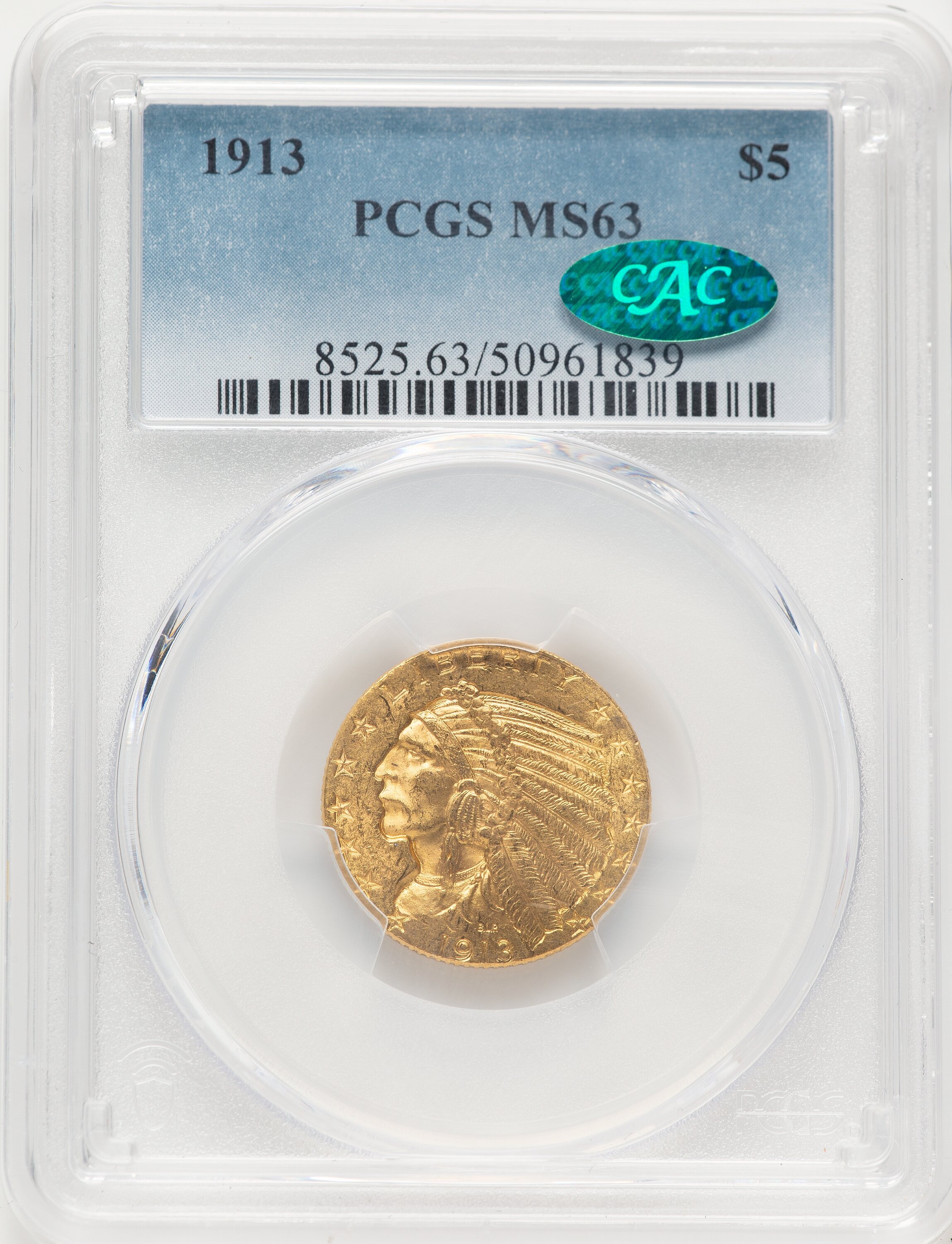 1913 $5 CAC 63 PCGS