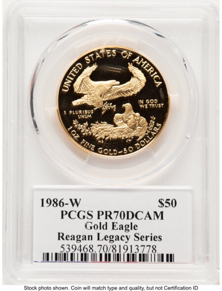 1986-W Proof Gold Eagle 1 oz Reagan Legacy Series Michael Reagan 70 PCGS