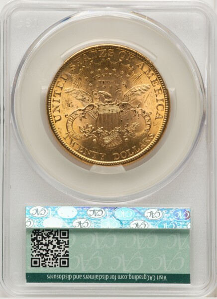 1896 $20 Repunched Date, FS-301 MS 62 CACG