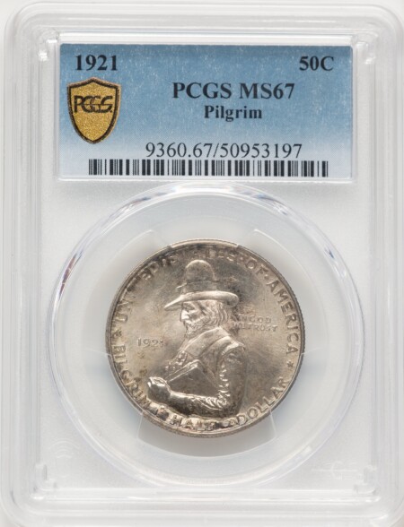 1921 50C Pilgrim, MS PCGS Secure 67 PCGS