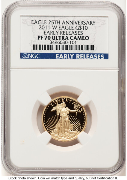 2011-W Proof Gold Eagle 1/4 oz ER Blue 70 NGC