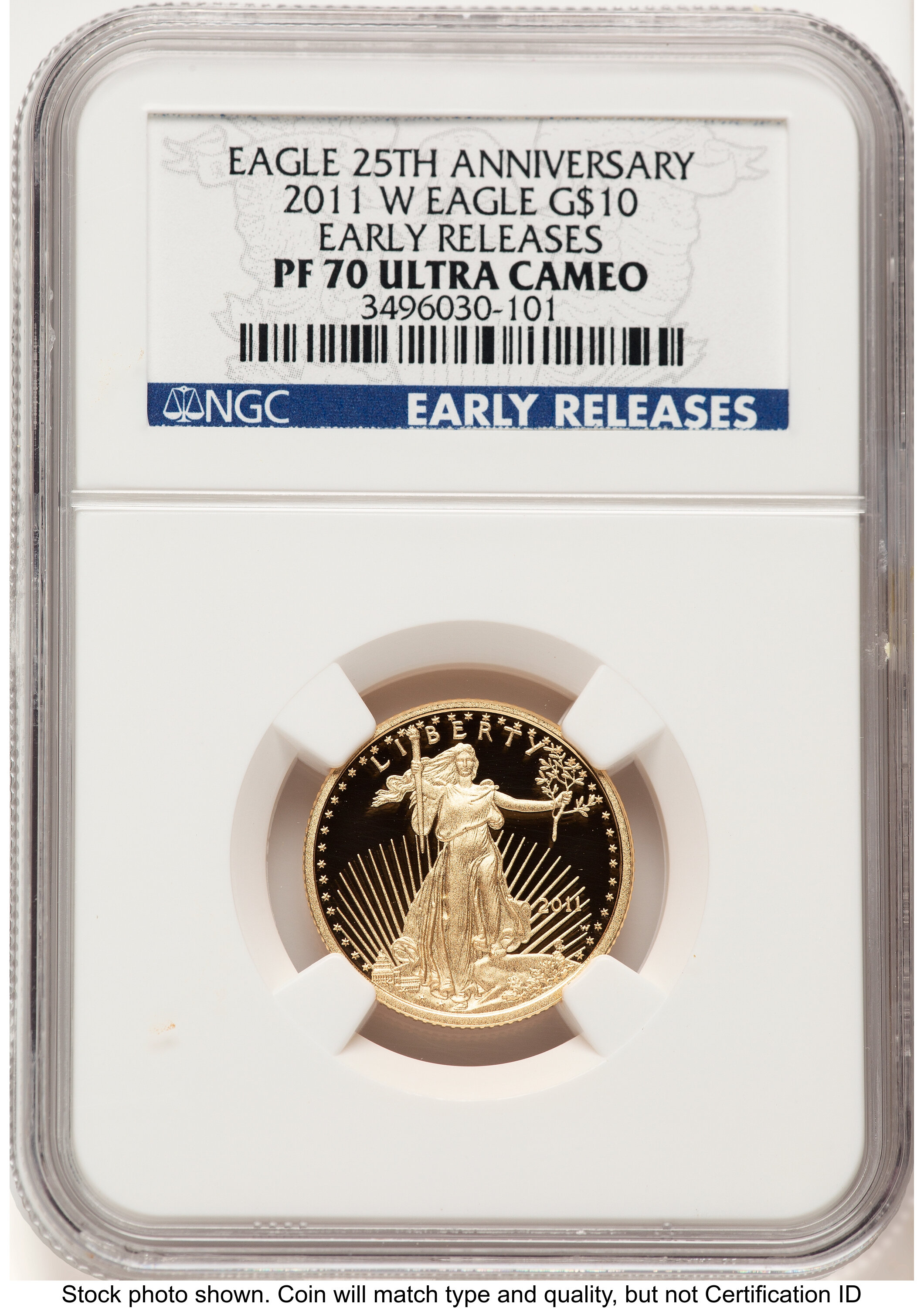 2011-W Proof Gold Eagle 1/4 oz ER Blue 70 NGC