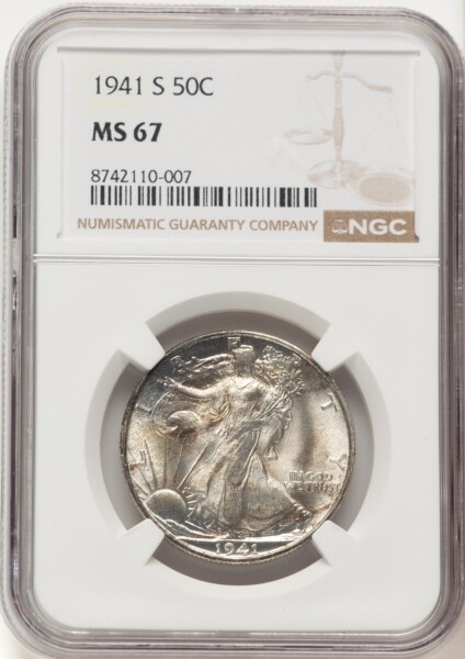 1941-S 50C, MS 67 NGC