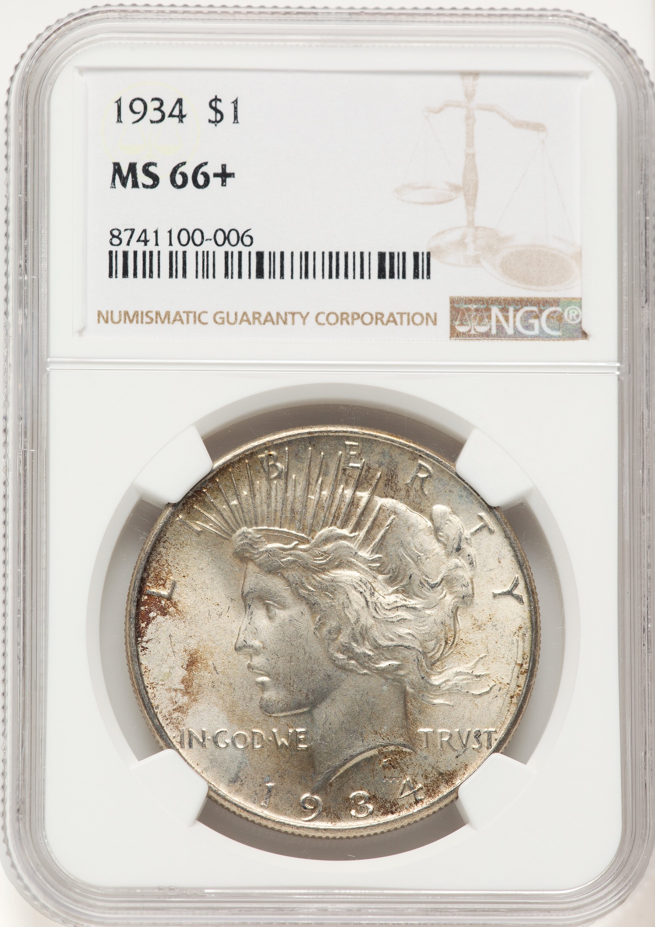 1934 S$1 NGC Plus 66 NGC