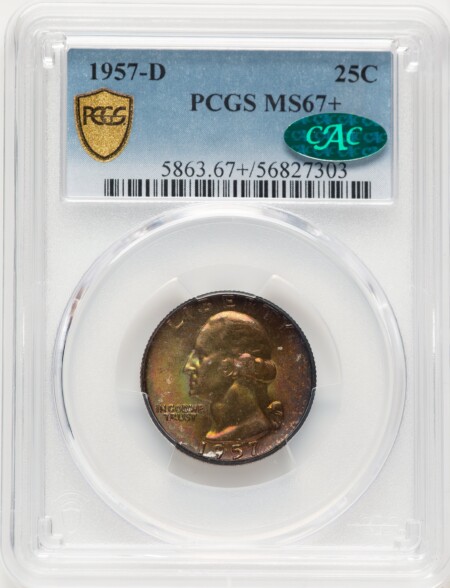 1957-D 25C CAC PCGS Secure PCGS Plus 67 PCGS