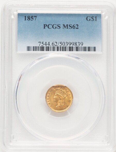 1857 G$1 62 PCGS