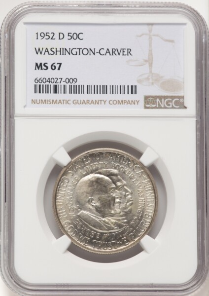1952-D 50C Washington-Carver, MS 67 NGC