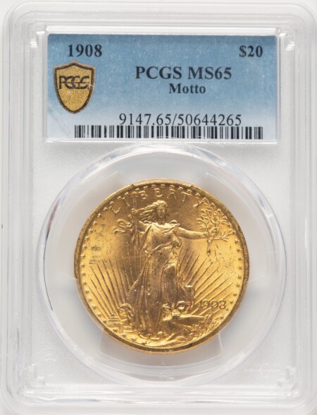 1908 $20 MOTTO PCGS Secure 65 PCGS