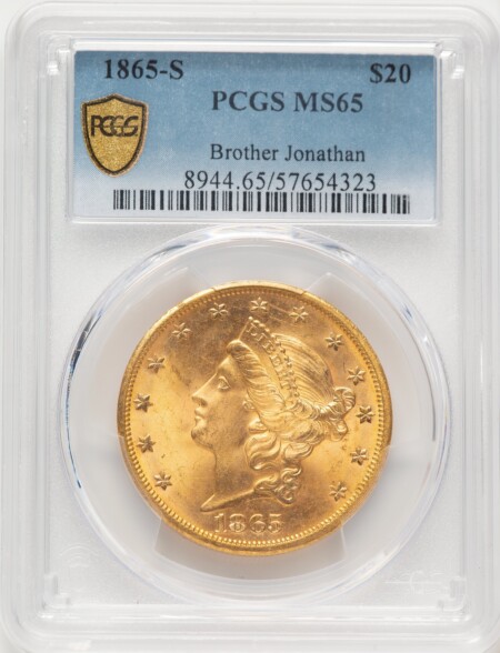 1865-S $20 PCGS Secure 65 PCGS