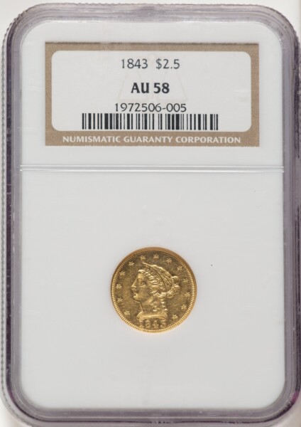 1843 $2 1/2 58 NGC