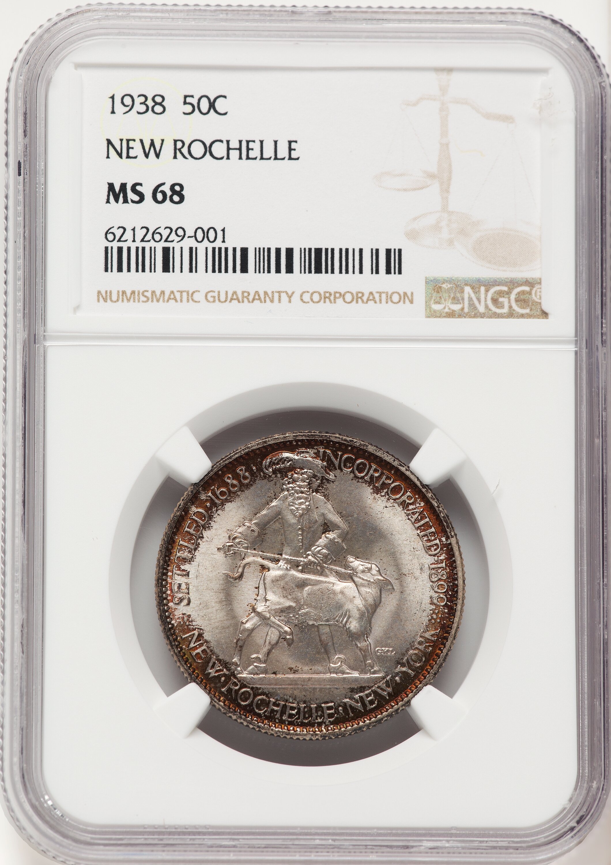 1938 50C New Rochelle, MS 68 NGC