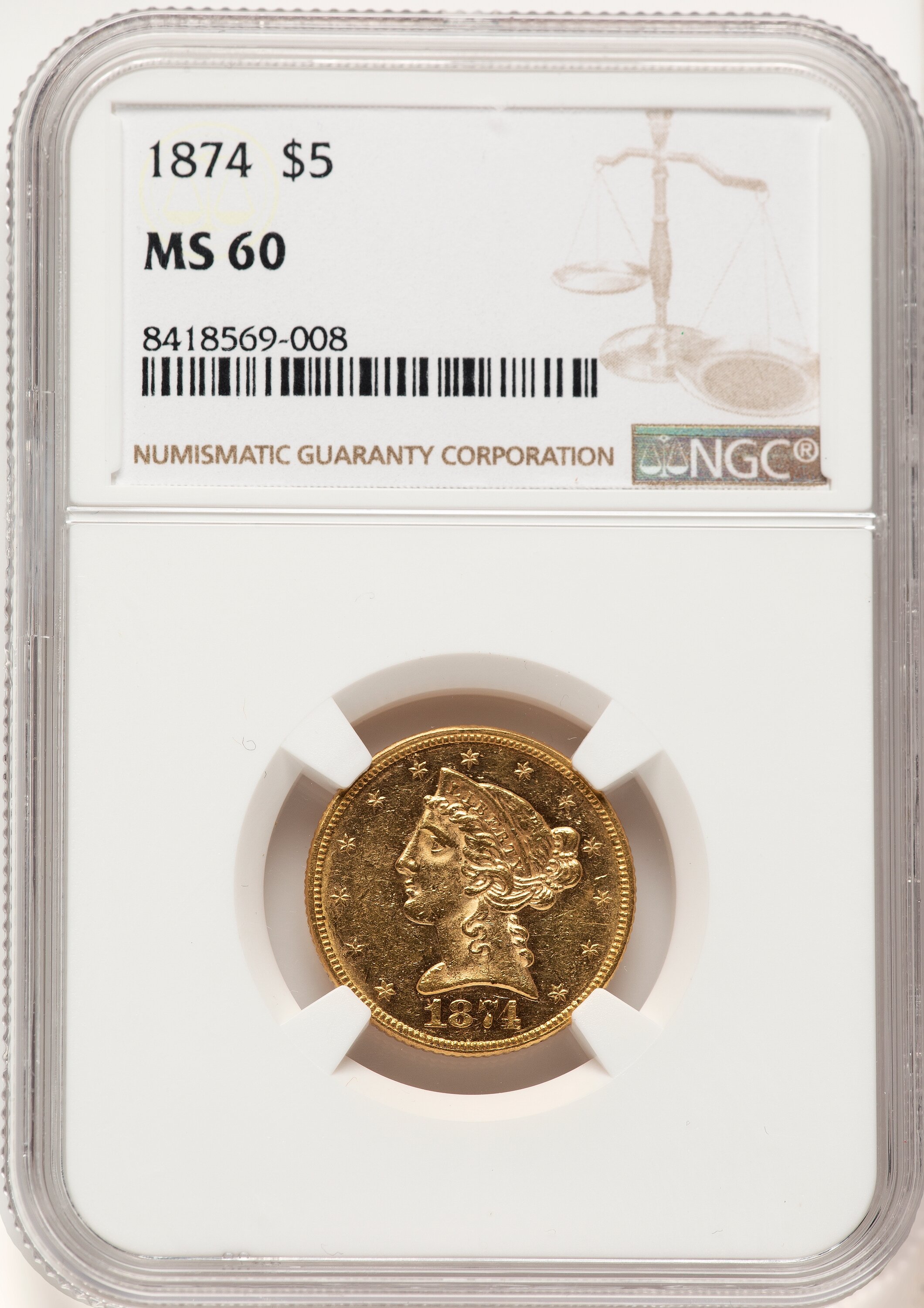 1874 $5 60 NGC