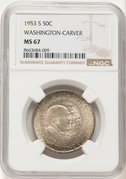 1953-S 50C Washington-Carver, MS 67 NGC