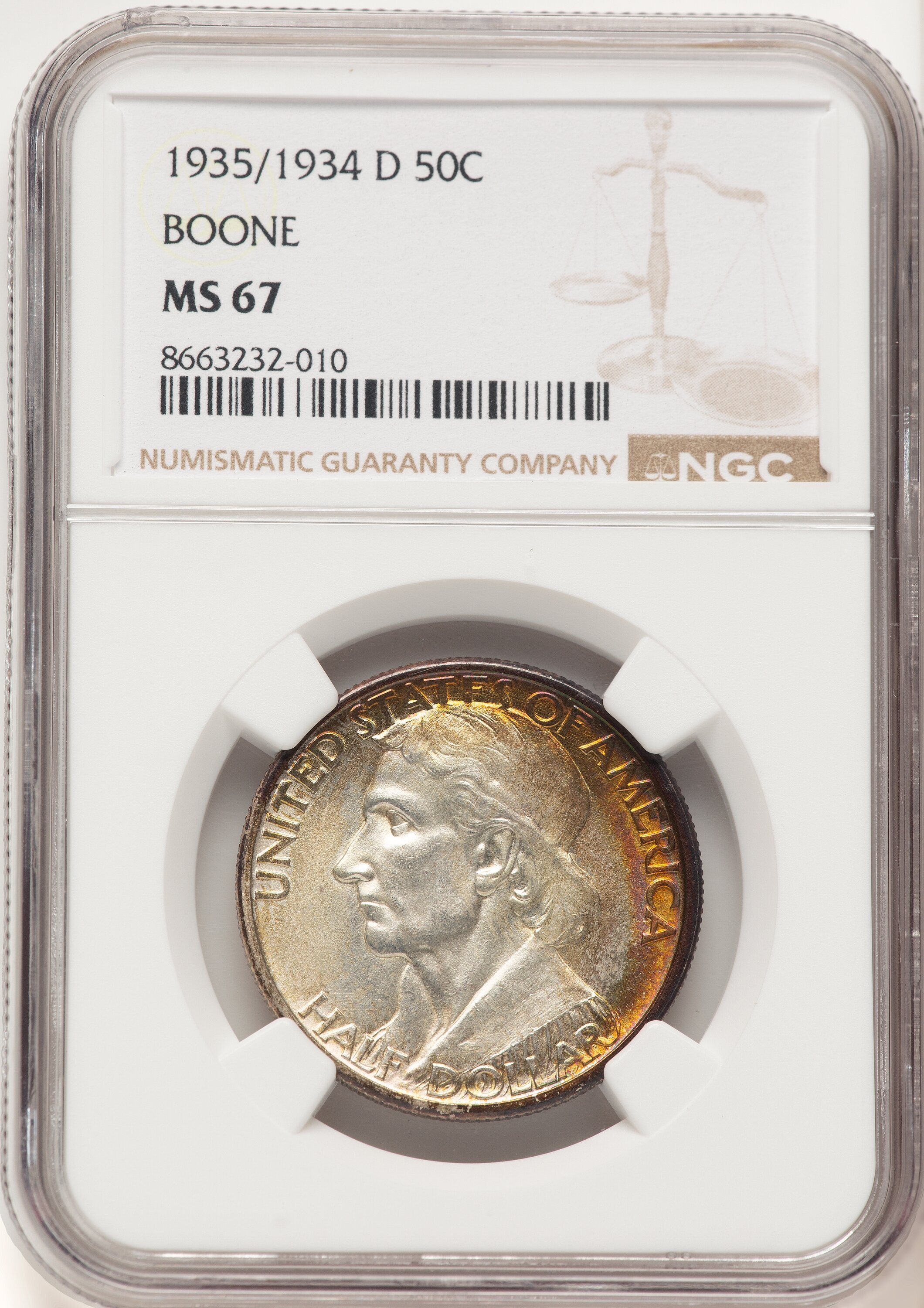 1935/34-D 50C Boone, MS 67 NGC