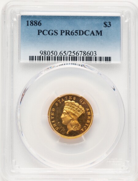1886 $3, DC 65 PCGS