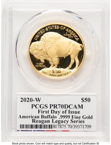 2020-W Proof Gold Buffalo 1 oz FDI Reagan Legacy Series Michael Reagan 70 PCGS
