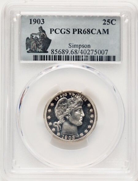 1903 25C, CA 68 PCGS