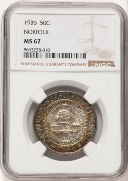 1936 50C Norfolk, MS 67 NGC