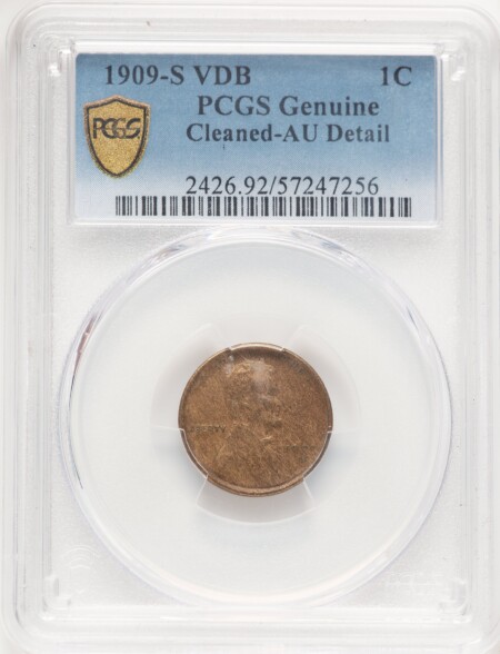 1909-S 1C VDB, BN Genuine PCGS Secure 50 Genuine PCGS