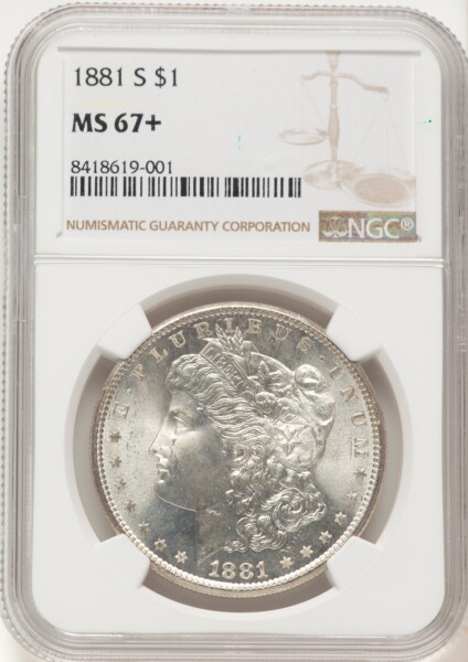 1881-S S$1 NGC Plus 67 NGC