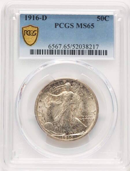 1916-D 50C, MS PCGS Secure 65 PCGS